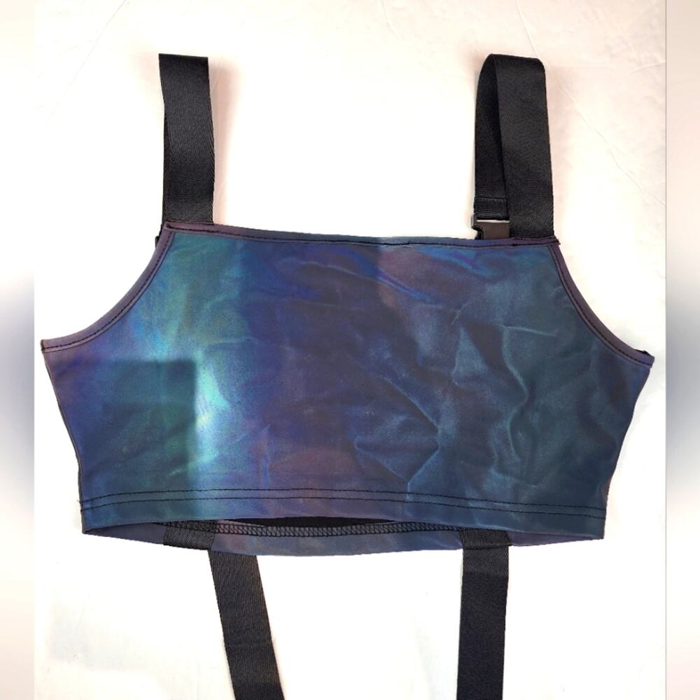Gray Black Tank Top Swim Crop‎ Top Waterproof Swimsuit Top Women's Size M New